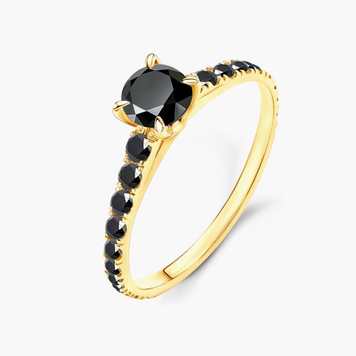 Pierścionek zaręczynowy Share Your Love: złoty, czarny diament